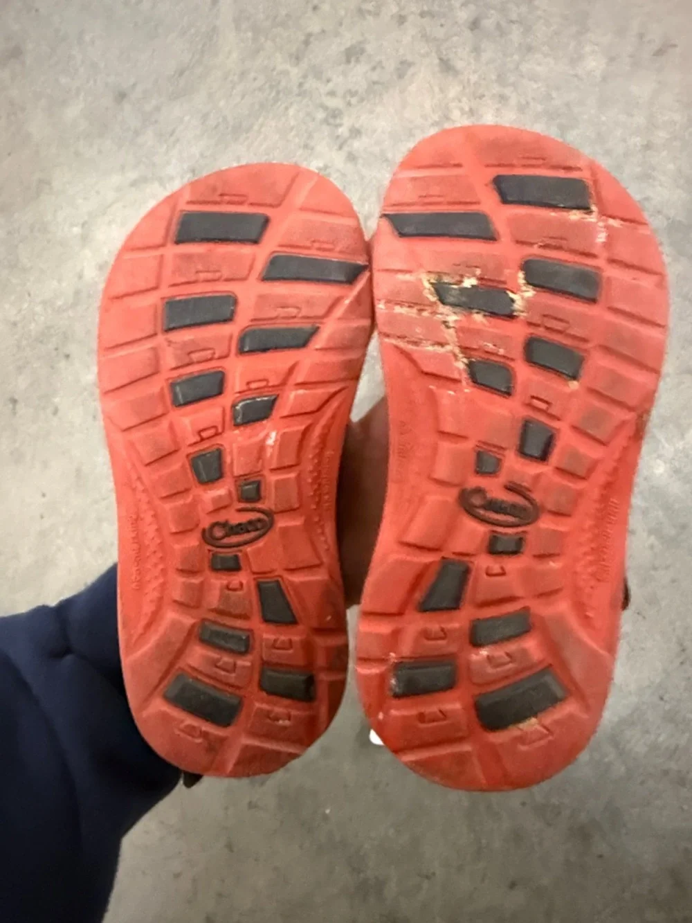 Orange Strap Outdoor Sandals on Black Footbed